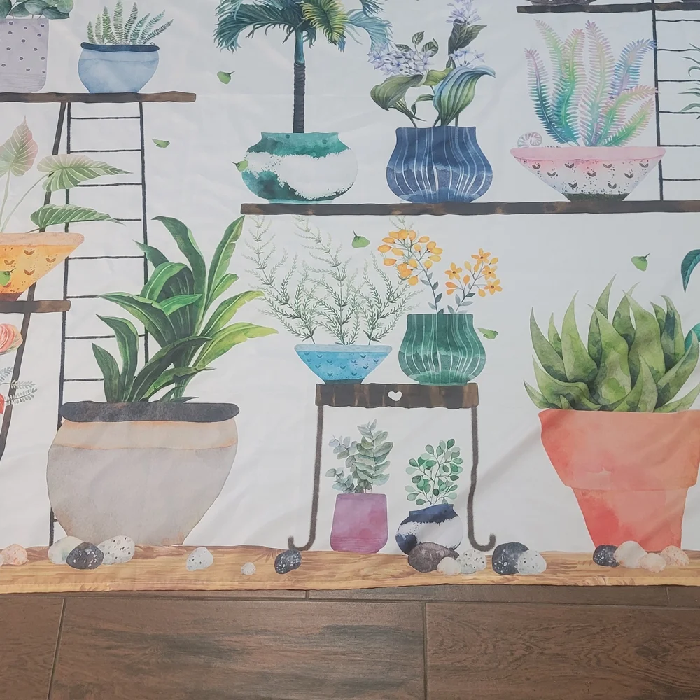 Colorful Plant Print Tapestry